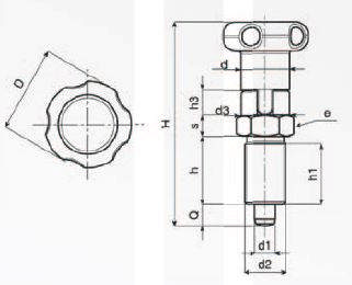 Positioneringsbolte type810 CIN m/stop u/kontramøtrik