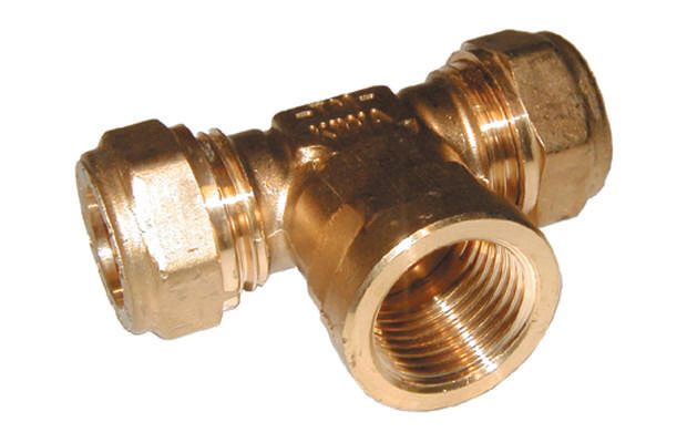 Komp. Tee t/CUrør 15-22 mm m/muf  VA/GDV