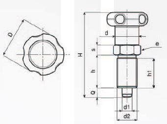 Positioneringsbolt type W801 u/stop m/kontramøtrik