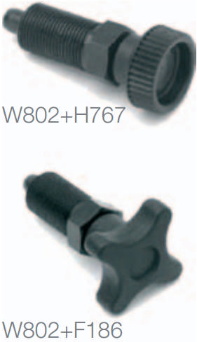 Positioneringsbolt type W802 u/stop u/kontramøtrik