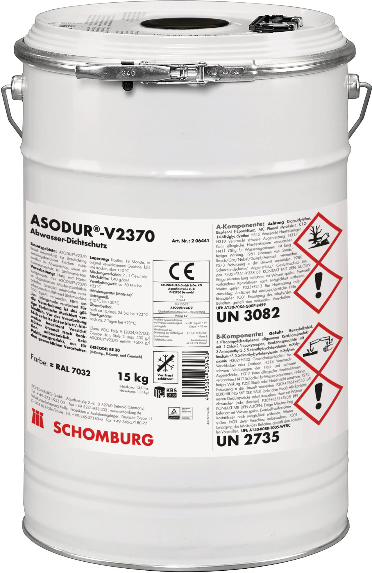 Asodur V2370 vandtæt epoxy, 0,4-0,5 kg/m²/lag