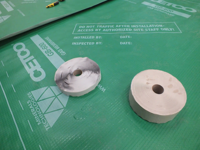 GB600 udlagt 2.jpg Gas- og radon membran. 2 x 50 meter. T = 0,6 mm